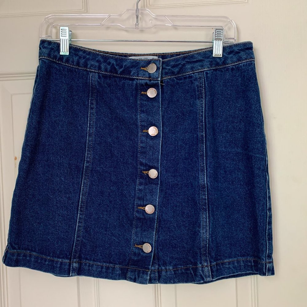 Denim button front mini skirt used